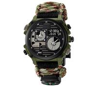 LDZDGD Orologio Tattico Robusto da Uomo, Visualizzazione Multi-Orario, Timer, Sveglia, Formato 12/24h, Retroilluminazione EL, Quadrante Grande, Impermeabile 50M(Camo)
