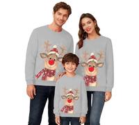 LDZYXY 2025 Felpe Natale Famiglia Set, Maglione Natalizio Famiglia Funky Christmas Print Babbo Natalizi Felpe Famiglia Girocollo Pullover Sweatshirt Natalizio (Unisex - Bambini, A5-Grey, 3-4 Anni)