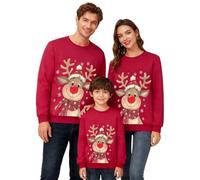 LDZYXY 2025 Felpe Natale Famiglia Set, Maglione Natalizio Famiglia Funky Christmas Print Babbo Natalizi Felpe Famiglia Girocollo Pullover Sweatshirt Natalizio (Unisex - Bambini, A5-Rosso, 4-5 Anni)