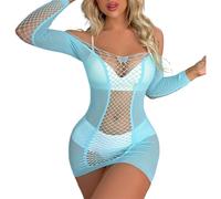 LDZYXY Babydoll Lingerie Intimo Donna Biancheria Intima Confortevole Stile-Anteriore Aperto Grande Size Pizzo Lace Lingerie delle Donne del Torace (A1-Cielo blu, Taglia unica)