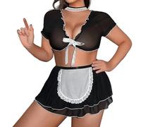 LDZYXY Intimo Donna Sexy Body Sexydonna Lingerie Mini Perizoma Hot Reggiseno Push Up Pizzo Rosso Baby Doll Trasparente Taglie Forti con Ferretto Corpetto Intero (A2-Nero, 2XL)