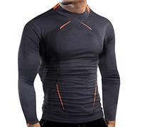 LDZYXY Maglia Termica Uomo, Maglie Calcio Uomo, Maglietta Compressione Uomo, Uomo Maglie Maniche Lunghe T Shirt Sportiva per Corsa Ciclismo Fitness (Grigio Scuro, 5XL)