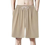 LDZYXY Pantaloncini Uomo Cargo Corti Sportivi Bermuda con Multi-Tasche Estivi Casual Zig Zag Corta Aderente Sportivi Spiaggia Shorts Taglie Forti per Il Tempo Libero (Cachi, 3XL)