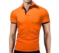 LDZYXY Pasqua 2025 Polo da Uomo Manica Corta Camicia Slim Fit Non Stiro Maglie per Palestra Maglietta Oversize Nera Firmate Lunga (Arancia, 6XL)