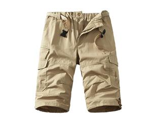LDZYXY Uomo Pantaloncini Cargo per Esterni Leggeri con Tasche Estivi Leggeri Comodo Frutta Corta Aderente Campeggio Escursionismo Pantaloncini Taglie Forti per Relax Sport (Cachi, XXL)