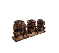 Le 3 scimmiette "segreto della felicità", statuetta in legno massiccio, altezza 7 cm