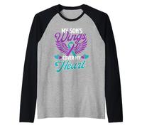 Le Ali di Mio Figlio Coprono Il Mio Cuore - Consapevolezza della prevenzione del suicidio Maglia con Maniche Raglan