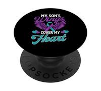 Le ali di mio figlio coprono il mio cuore - Consapevolezza della prevenzione del suicidio PopSockets PopGrip Adesivo