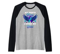 Le Ali di Mio Figlio Coprono Il Mio Cuore Consapevolezza sulla prevenzione del suicidio Maglia con Maniche Raglan