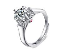 Le Alliance de mariage Alliance homme platino argent 14 carati diamante de Laboratory fiore vintage 4 artiffi tondi 1 ct pietra preziosa 6,5 mm taglia moglie per zia fidanzamento gioielli, 46.5, Oro
