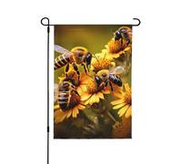 Le api rurali del miele fioriscono le bandiere stagionali del giardino per l'esterno, doppie bandiere parteggiate dell'iarda della decorazione di festa durevole