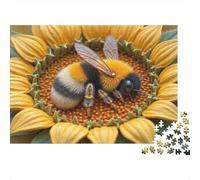 Le api sul girasole Puzzle 1000 Pezzi In Resistente E Durevole, Un Busta Di Puzzle A Rompicapo Per Enigma Per Il Relax Mentale, Ideale Per Vacanza Relax, Puzzle 52x38cm/1000pcs