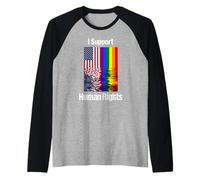 Le Bandiere supportano i Diritti Umani Gay Pride Riflessione Diversità Maglia con Maniche Raglan