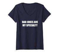 Le battute di papà Sono la mia specialità Maglietta con Collo a V, Donna, Navy, S