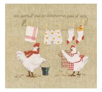 Le Bonheur des Dames Kit punto croce galline tendendo il bucato