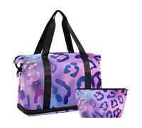 Le borse di borsone del modello della stampa del leopardo portano sulla borsa del fine settimana con la borsa da toilette per la grande capacità di viaggio, Motivo leopardato, 1 size
