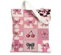 Le borse di totalizzatore della tela degli archi della pesca, borse della drogheria riutilizzabili del modello elegante dell'arco del regalo, st lavabile leggero floreale della spalla della primavera