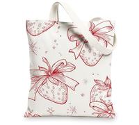 Le borse di totalizzatore della tela della fragola, borse della spesa riutilizzabili del modello artistico della frutta, la tracolla lavabile leggera d'annata può, bianco, 13x15 Inch