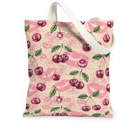 Le borse di totalizzatore floreali della tela delle ciliegie, borse riutilizzabili della drogheria del modello della frutta retrò, la tracolla lavabile leggera di estate può, Pesca, 13x15 Inch
