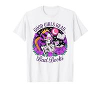 Le Brave Ragazze leggono Libri sporchi Skeleton Reading Dark Academia Maglietta