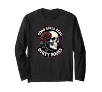 Le brave ragazze leggono libri sporchi Smut Reader Dark Romance Skull Maglia a Manica