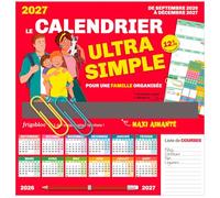 Le calendrier ultra simple pour une famille organisée !: Avec 1 crayon de papier, 2 maxi-trombones, 1 pochette pour conserver coupons et tickets et 1000 stickers colorés
