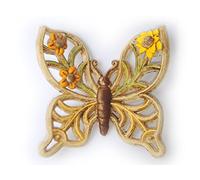 Le Ceramiche Del Re Farfalla in Ceramica da Appendere, Farfalla con Decoro Girasole, Farfalla 3D