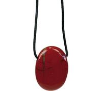 Le Cocon de Clea Collana Diaspro Rosso Pietra ovale forata Cordoncino nero, Tessuto, Diaspro