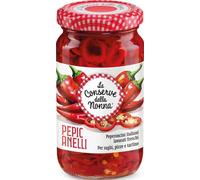 Le Conserve della Nonna Pepic Anelli Peperoncini Italiani in Olio, 190g | A rondelle per pizza, pasta e insalate, peperoncini freschi italiani, gusto piccante, senza glutine