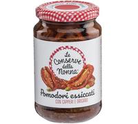 LE CONSERVE DELLA NONNA, Pomodori essiccati al sole con capperi ed erbe aromatiche, già pronti al consumo per antipasti o contorni - prodotto in Italia - SENZA GLUTINE - 340g