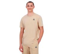 Le Coq Sportif - Tech SP Tee SS N°2 - Maglietta in Cotone a Maniche Corte con Scollo Rotondo con Inserti in Poliestere da Uomo, Sport Urbano, Comfort Quotidiano - Taglia M - Beige