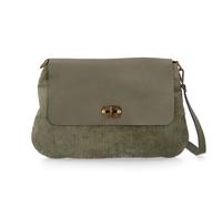 Le Corone Bags Borsa con patta in pelle e velluto tracolla removibile