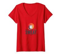 Le Cose Buone arrivano a Coloro Che sudano Motivazione all'allenamento Maglietta con Collo a V, Donna, Rosso, M