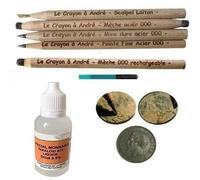 Le Craion Kit completo Pulizia Monete 5 Matite Spazzola Scalpello Restauro Metal