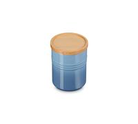LE CREUSET Barattolo medio in gres porcellanato, con coperchio in legno, 540 ml, 10 cm, Chambray, 60825544340099