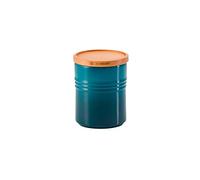 Le Creuset Barattolo M con coperchio in legno in Gres Vetrificato, 540 ml, 10 cm, Deep Teal, 91044401642099
