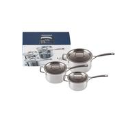 Le Creuset Set 3 pezzi casseruole in acciaio inox, diameter 16,18,20 cm, Volume 1.9,2.8,3.8L, Compatibile con Tutte le Fonti di Calore, Induzione Inclusa, 96209000001000