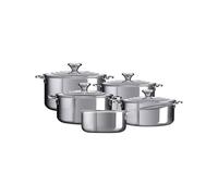Le Creuset Set 5 pezzi casseruole in acciaio inox, 3 Casseruole,diametro 18, 20, 24 cm, 1 Pentola,diametro 26 cm, 1 Casseruola, Diametro 28 cm, 96605300000000