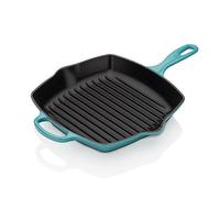 Le Creuset Bistecchiera Skillet quadrata Evolution in ghisa vetrificata, 26 cm, Blu Caribe, 20183261700422