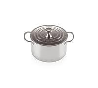 Le Creuset Casseruola bordi alti con coperchio in acciaio inox, diameter 20 cm, Ghisa, Argento, 96600620000000