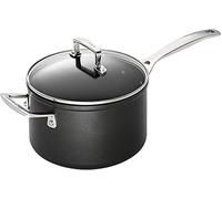 Le Creuset Casseruola con maniglia e coperchio vetro in alluminio antiaderente, Diameter 16 cm, per per tutte le fonti di calore, induzione incluso, Nero, 51108160010302