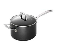 Le Creuset Casseruola con maniglia e coperchio vetro in alluminio antiaderente, Diameter 20 cm, per per tutte le fonti di calore, induzione incluso, Nero, 51108200010302