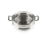 Le Creuset Cestello per cottura al vapore grande in acciaio inox con coperchio in vetro, diameter 24 cm, Acciaio inox, 96101924001000