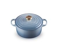 Le Creuset Signature 21177244344441 - Casseruola rotonda in ghisa smaltata con coperchio, 24 cm, 4,2 litri, colore: Chambray