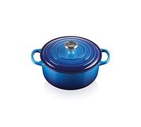 Le Creuset Cocotte rotonda Evolution in ghisa vetrificata con Coperchio, diameter 22 cm, Azzurro, 21177222202430