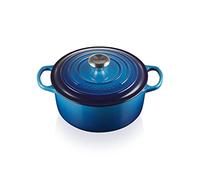 Le Creuset Cocotte rotonda Evolution in ghisa vetrificata con Coperchio, diameter 24 cm, Azzurro, 21177242202430