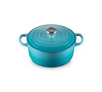 Le Creuset Cocotte rotonda Evolution in ghisa vetrificata con Coperchio, diameter 24 cm, Blu Caribe, 21177241702430