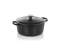 Le Creuset Cocotte rotonda Evolution in ghisa vetrificata con Coperchio, diameter 26 cm, Nero Matt, 21177260000430