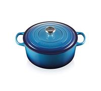 Le Creuset Cocotte rotonda Evolution in ghisa vetrificata con Coperchio, diameter 28 cm, Azzurro, 21177282202430