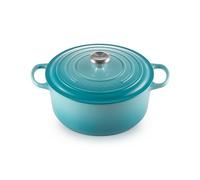 Le Creuset Cocotte rotonda Evolution in ghisa vetrificata con Coperchio, diameter 28 cm, Blu Caribe, 21177281702430